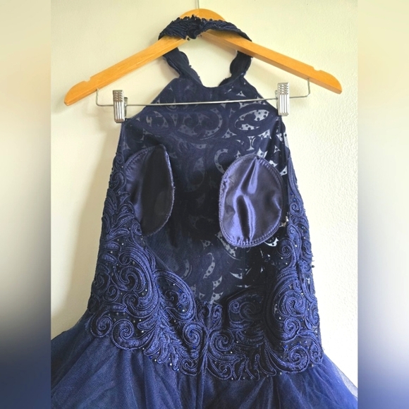 Ellie Wilde By Mon Cherie, Navy Lace And Tulle Ball Gown, Size 12 - Picture 6 of 10